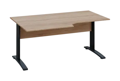 ERK 28 - 168 stůl kancelářský, rohový, levý, kovová podnož černá, deska 25 mm, široký 1600 mm, dub bardolino